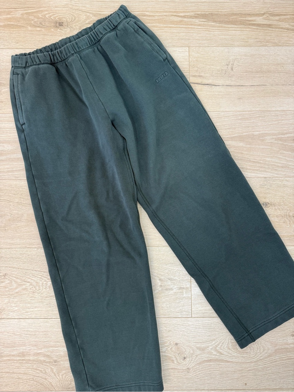 Skims Green Cotton Fleece Straight Leg Pant Sweatpants